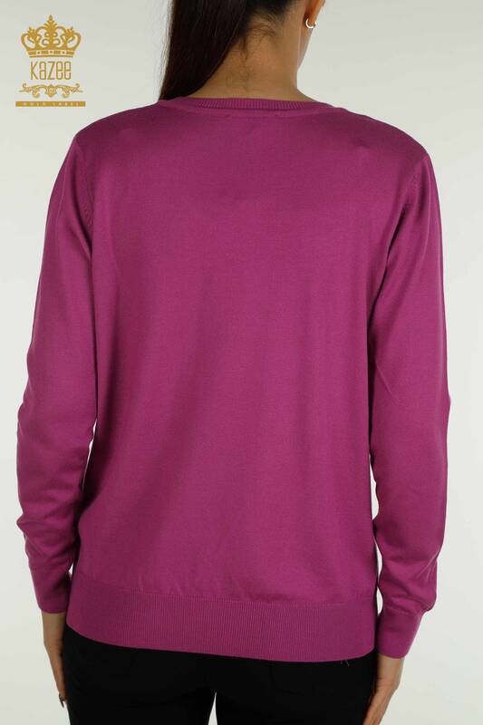 Vente en gros de tricots pour femmes pull à manches longues lilas - 11071 | KAZEE