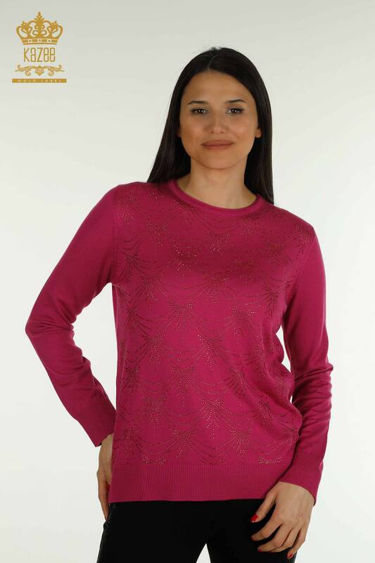 Pull en tricot à manches longues pour femmes en gros violet - 30635 | KAZEE