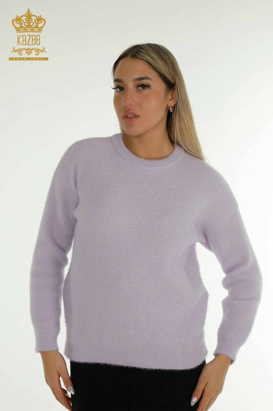 Vente en gros de tricots pour femmes pull à manches longues lilas - 30775 | KAZEE