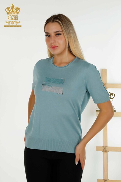 Pull en tricot pour femmes en gros modèle américain menthe - 30326 | KAZEE - Thumbnail