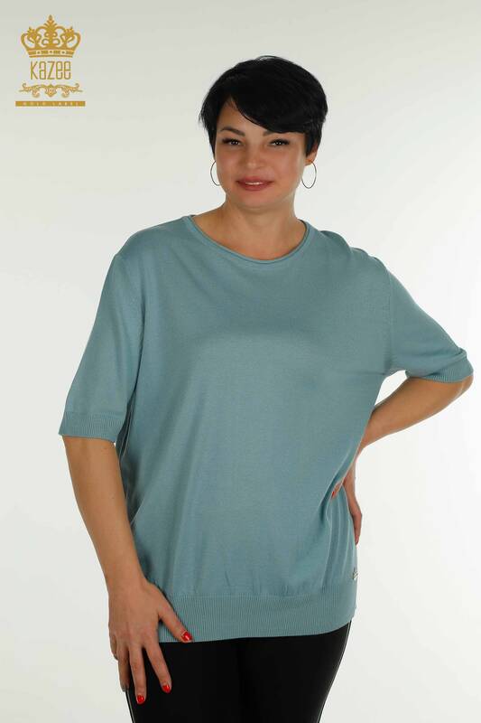 Pull en tricot pour femmes en gros modèle américain menthe - 30443 | KAZEE
