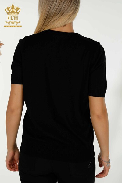 Pull en tricot pour femmes en gros modèle américain noir - 30326 | KAZEE - Thumbnail