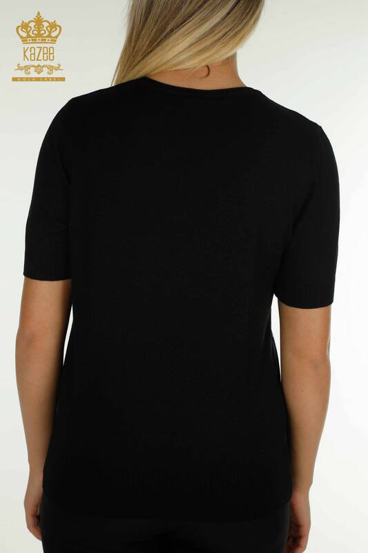 Pull en tricot pour femmes en gros modèle américain noir - 30335 | KAZEE