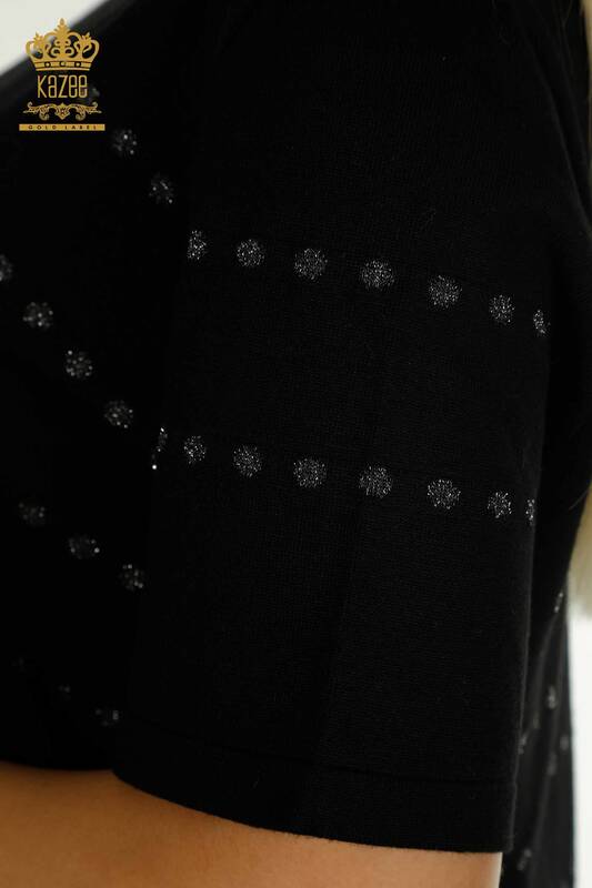 Pull Tricot Femme Grossiste Modèle Américain Noir - 30794 | KAZEE