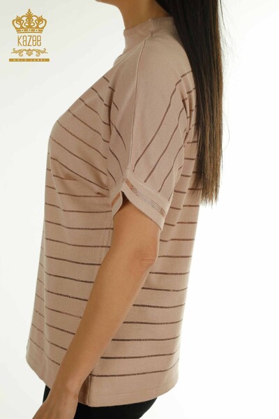 Pull en tricot pour femmes en gros modèle américain poudre - 30702 | KAZEE - Thumbnail
