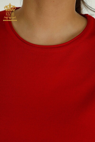 Pull Tricot Femme Grossiste Modèle Américain Rouge - 15943 | KAZEE - Thumbnail