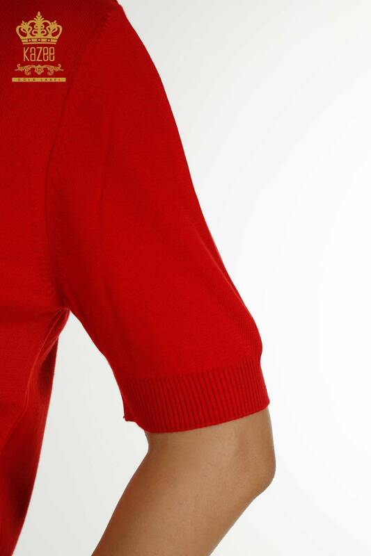 Pull Tricot Femme Grossiste Modèle Américain Rouge - 15943 | KAZEE