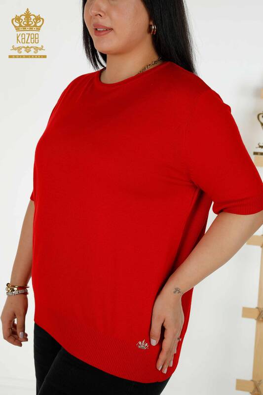 Pull en tricot pour femmes en gros modèle américain rouge - 30443 | KAZEE