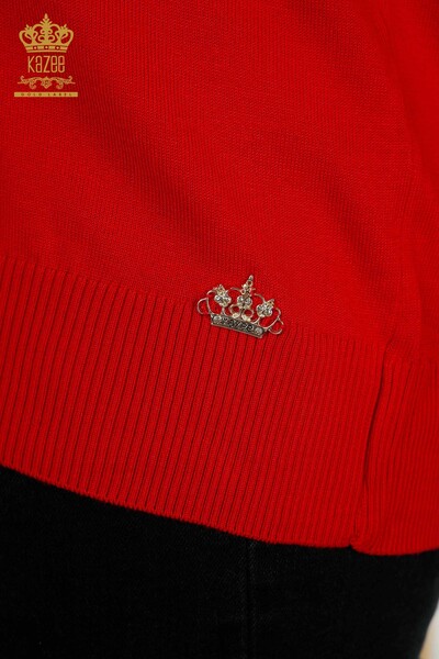 Pull en tricot pour femmes en gros modèle américain rouge - 30443 | KAZEE - Thumbnail