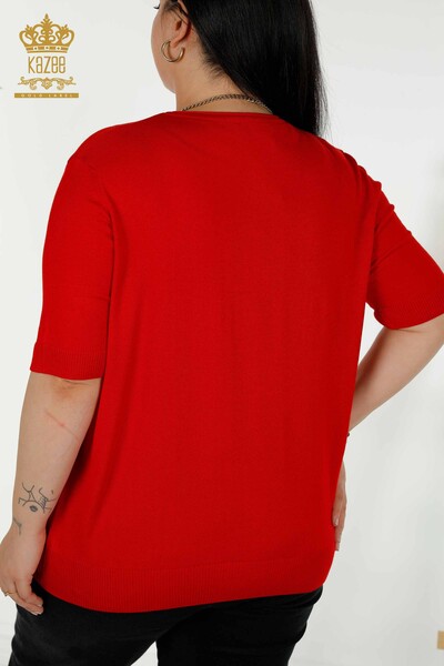 Pull en tricot pour femmes en gros modèle américain rouge - 30443 | KAZEE - Thumbnail