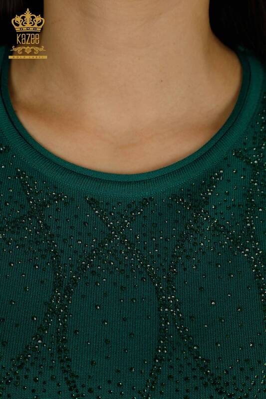 Pull en tricot pour femmes, modèle américain, vert, vente en gros - 30686 | KAZEE
