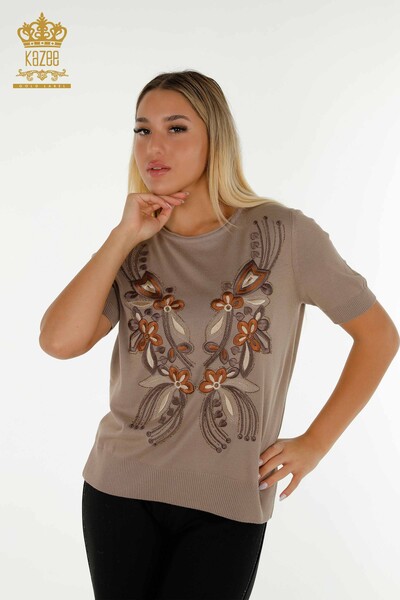 Pull en tricot pour femmes en gros modèle américain vison - 16847 | KAZEE - Thumbnail