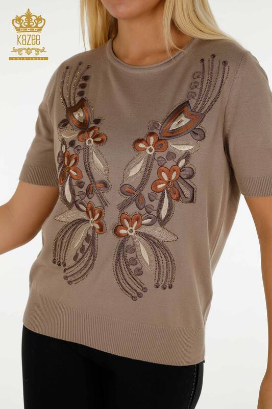 Pull en tricot pour femmes en gros modèle américain vison - 16847 | KAZEE