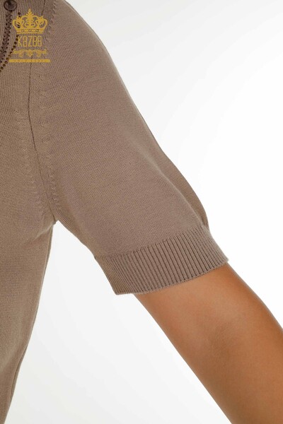 Pull en tricot pour femmes en gros modèle américain vison - 16847 | KAZEE - Thumbnail