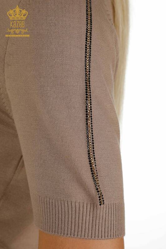 Pull en tricot pour femmes en gros modèle américain vison - 30534 | KAZEE