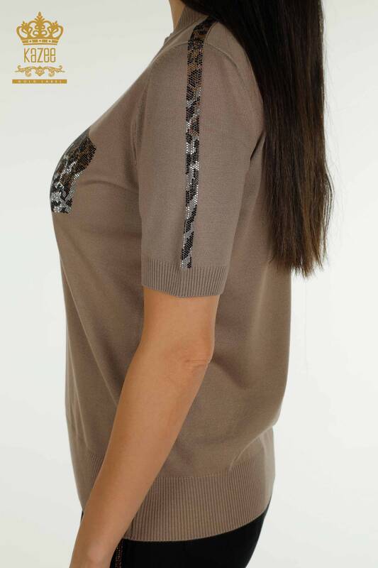 Pull en tricot pour femmes en gros modèle américain vison - 30753 | KAZEE