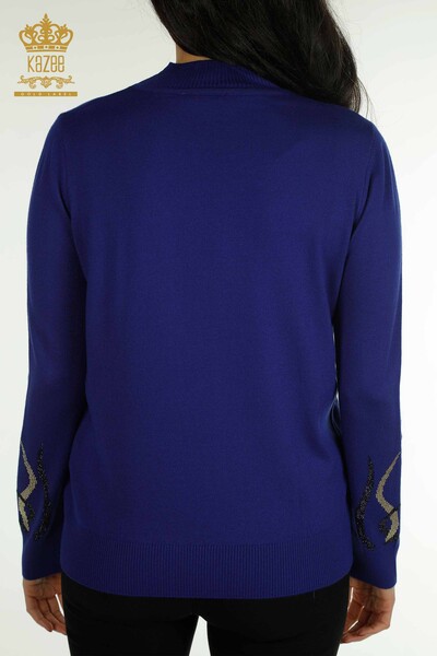 Pull en tricot pour femmes en gros Saks brodé de pierre - 30096 | KAZEE - Thumbnail