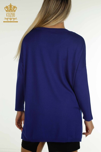 Pull en tricot pour femmes en gros Saks brodé de pierre - 30601 | KAZEE - Thumbnail