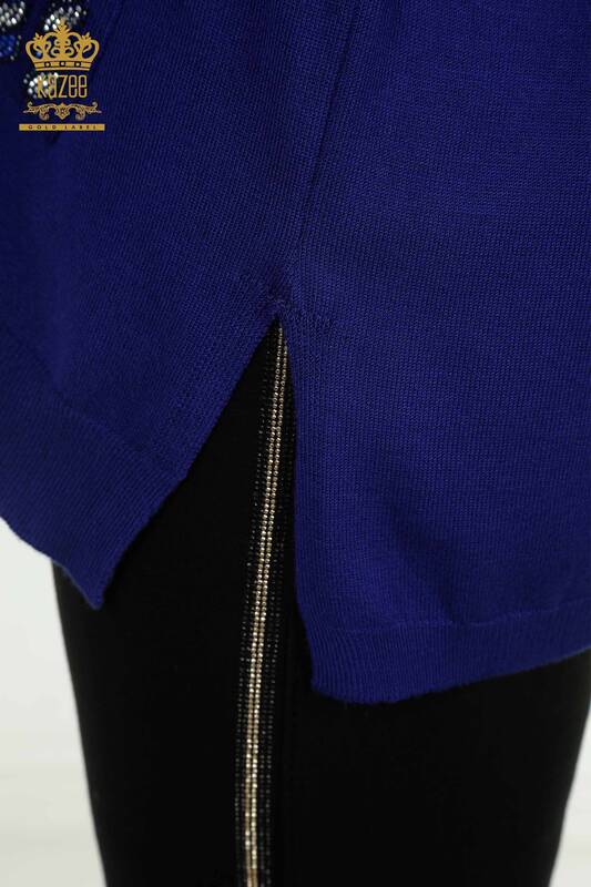 Pull en tricot pour femmes en gros avec détail de poche Saks - 30591 | KAZEE