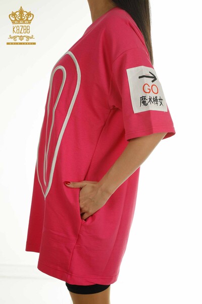 Tunique pour femmes en gros avec détail de poche, Rose - 2402-231019 | S&M - Thumbnail