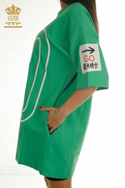 Tunique pour femmes en gros avec détail de poche vert - 2402-231019 | S&M - Thumbnail