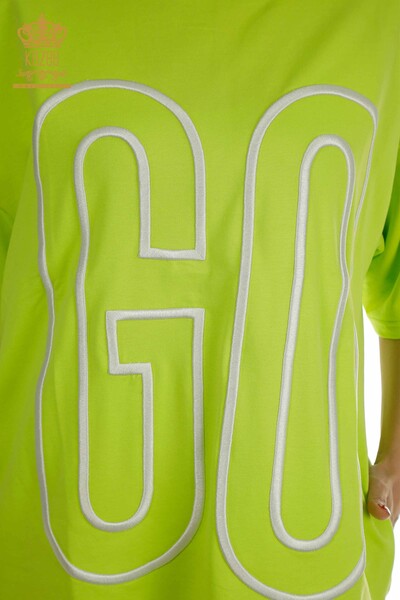 Tunique pour femmes en gros avec détail de poche Vert pistache - 2402-231019 | S&M - Thumbnail