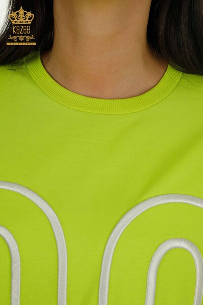 Tunique pour femmes en gros avec détail de poche Vert pistache - 2402-231019 | S&M - Thumbnail