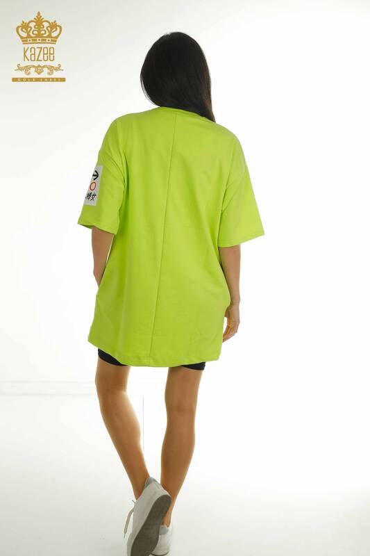 Tunique pour femmes en gros avec détail de poche Vert pistache - 2402-231019 | S&M
