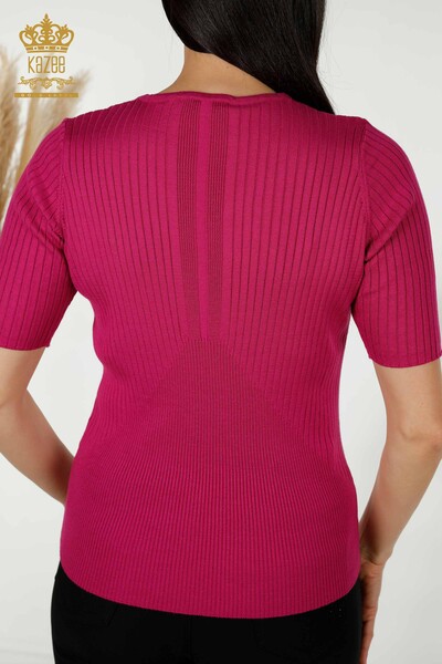 Grossiste en Tricot pour Femme - Bouton Détaillé - Fuchsia - 30043 | KAZEE - 7