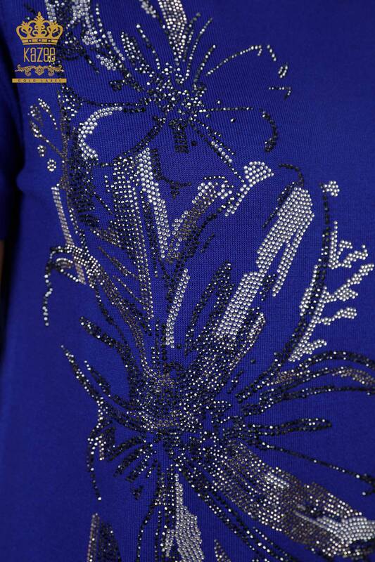 Vente en gros de pull en tricot pour femmes Stony à manches courtes motif floral - 16907 | KAZEE