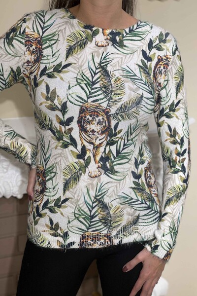 Vente en gros de tricots à motifs léopard angora à impression numérique pour femmes- 18746 | KAZEE - Thumbnail