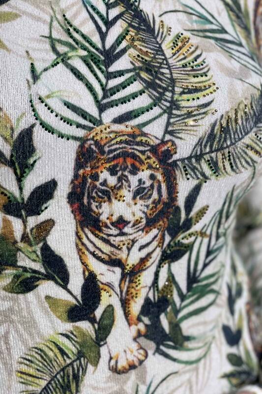 Vente en gros de tricots à motifs léopard angora à impression numérique pour femmes- 18746 | KAZEE