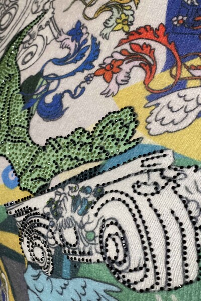 Vente en gros de pull en tricot à motifs angora à impression numérique pour femmes - 18811 | KAZEE - Thumbnail