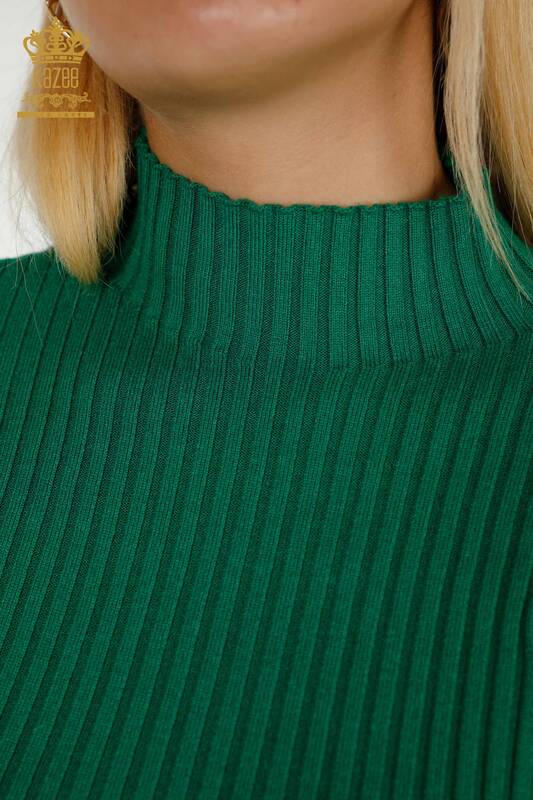 Grossiste Pull en Tricot pour Femmes - Trou Détaillé - Vert - 30395 | KAZEE