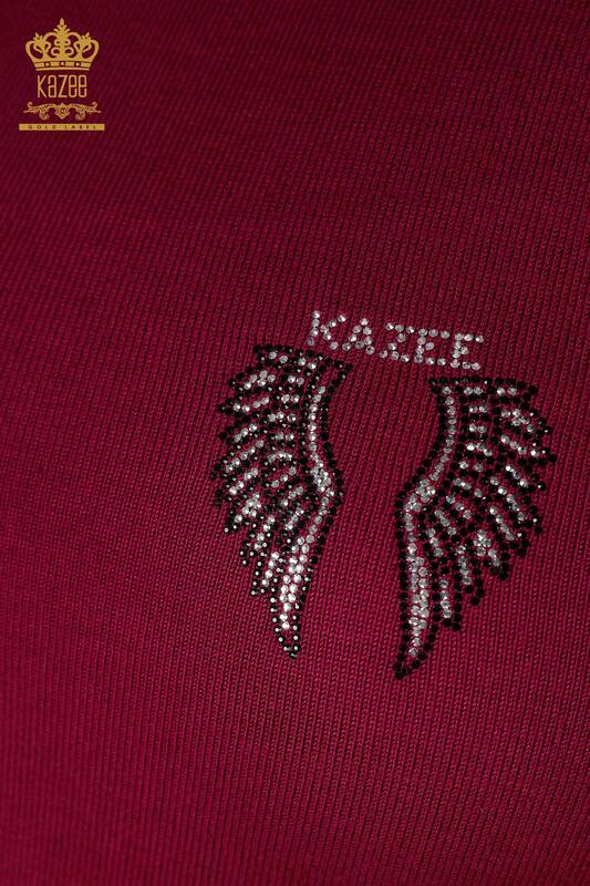 Grossiste Tricot Femme Angel Wing Pattern Sans Manches Violet - 16921 | KAZEE