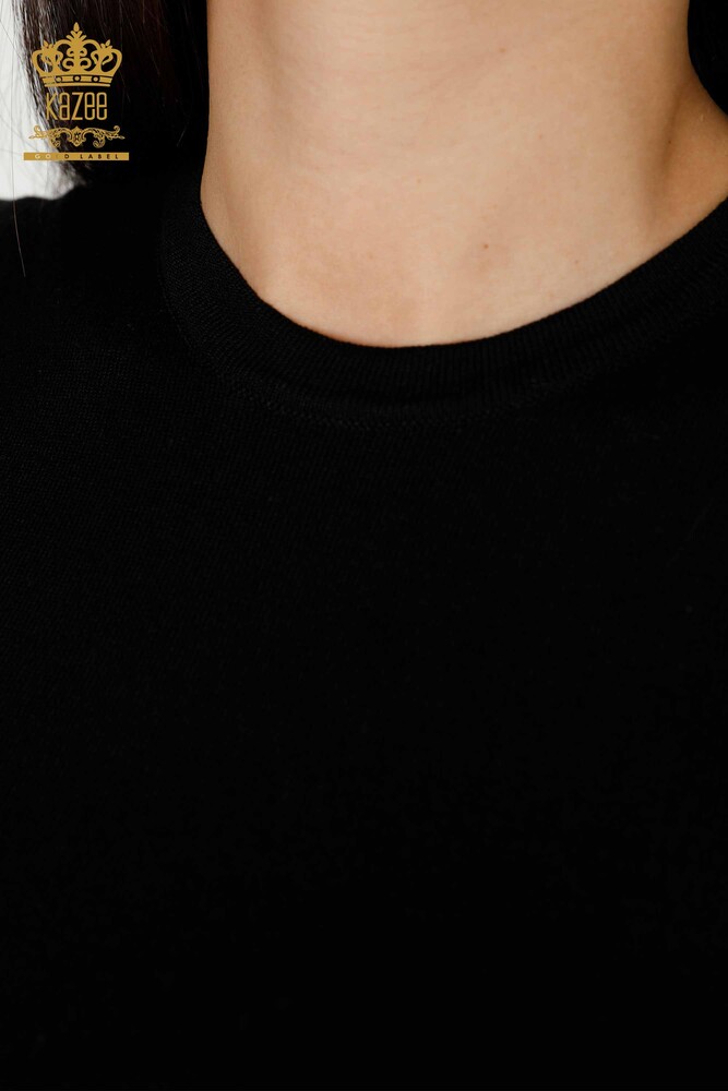 Grossiste Tricot Femme Motif Aile d'Ange Sans Manches Noir - 16921 | KAZEE - 4