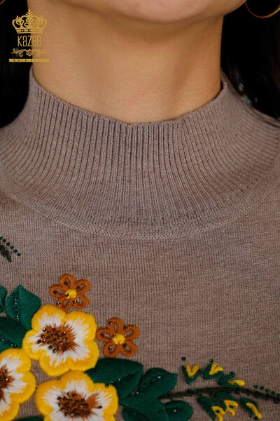 Grossiste Tricots pour femmes Vison à motifs floraux - 16811 | KAZEE - Thumbnail