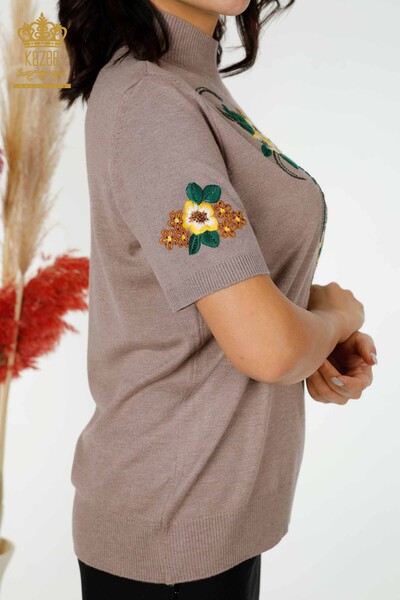 Grossiste Tricots pour femmes Vison à motifs floraux - 16811 | KAZEE - Thumbnail
