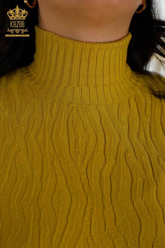 Vente en gros de pull en tricot pour femme olive tissée - 30290 | KAZEE