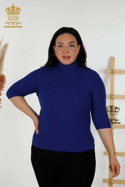 Vente en gros de pulls en tricot pour femmes Saks auto-tissés - 30290 | KAZEE - Thumbnail