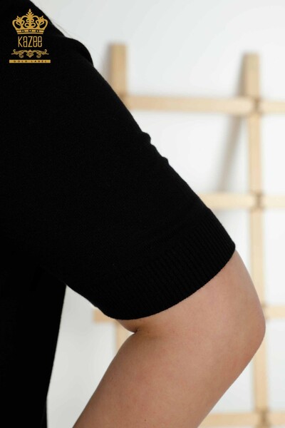 Grossiste Pull en Tricot Femme Basique Modèle Américain Noir - 16271| KAZEE - Thumbnail
