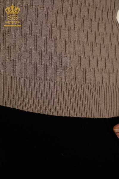 Grossiste Pull en Tricot Femme Col Haut Vison - 30338 | KAZEE - Thumbnail