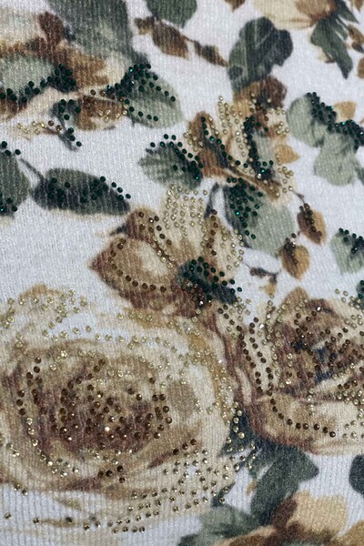Vente en gros de pull en tricot angora à impression numérique à col roulé pour femmes - 18818 | KAZEE - Thumbnail