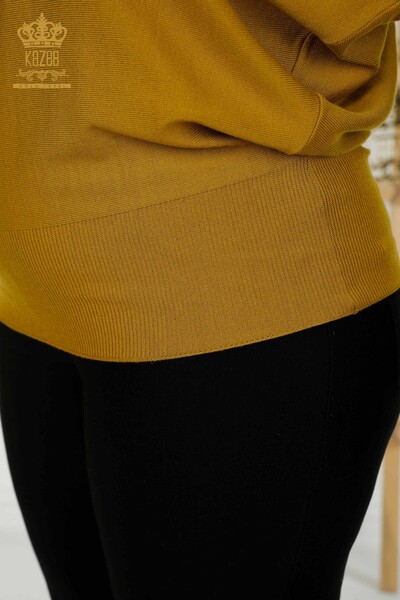 Grossiste Pull Femme Épaule Floral Détail Lime - 16133 | KAZEE - 7