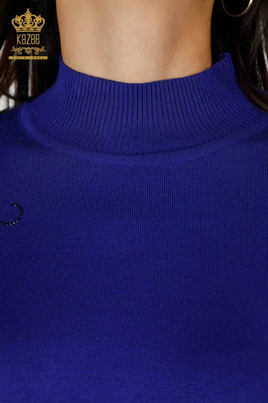 Vente en gros de pull en tricot pour femmes épaule florale détaillée Saks - 16597 | KAZEE