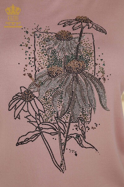 Grossiste Pull Femme - Motif Floral - Poudre - 16963 | KAZEE - Thumbnail