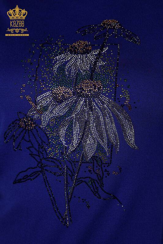 Grossiste Pull en Tricot Femme - Motif Floral - Saks - 16963 | KAZEE