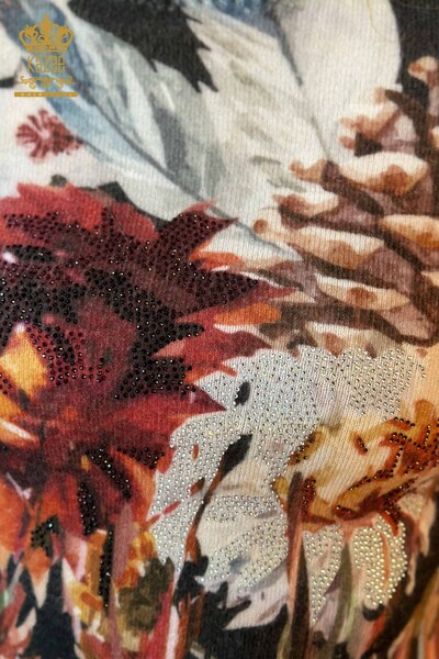 Vente en gros de pull en tricot pour femmes motif angora à impression numérique - 18970 | KAZEE - Thumbnail