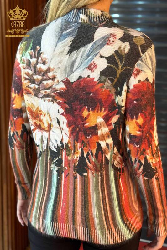 Vente en gros de pull en tricot pour femmes motif angora à impression numérique - 18970 | KAZEE
