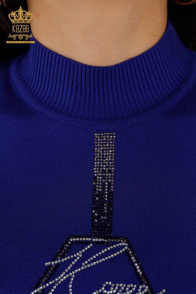 Grossiste en Tricot Femme - Modèle Américain - Bleu Foncé - 16639 | KAZEE - 4